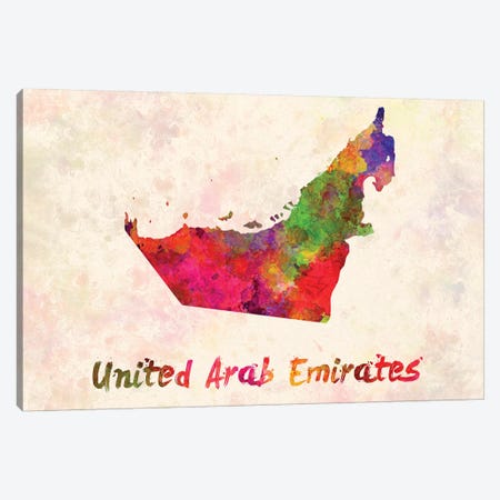 United Arab Emirates In Watercolor Canvas Print #PUR718} by Paul Rommer Canvas Artwork