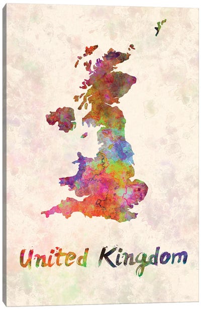 United Kingdom In Watercolor Canvas Art Print - Paul Rommer