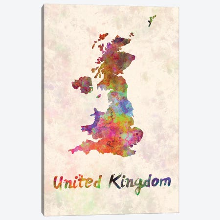 United Kingdom In Watercolor Canvas Print #PUR719} by Paul Rommer Canvas Wall Art