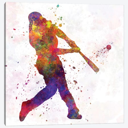 Baseball Player Hitting A Ball IV Canvas Print #PUR71} by Paul Rommer Canvas Art Print