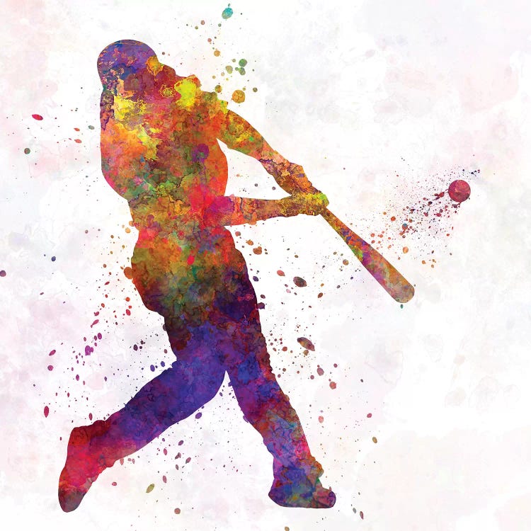 Baseball Player Hitting A Ball IV by Paul Rommer wall art