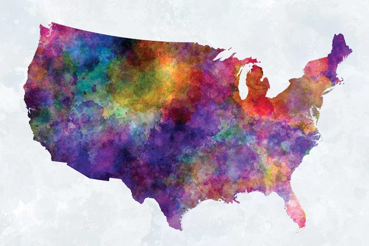 USA Map In Watercolor I by Paul Rommer wall art