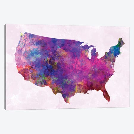 USA Map In Watercolor II Canvas Print #PUR723} by Paul Rommer Canvas Print