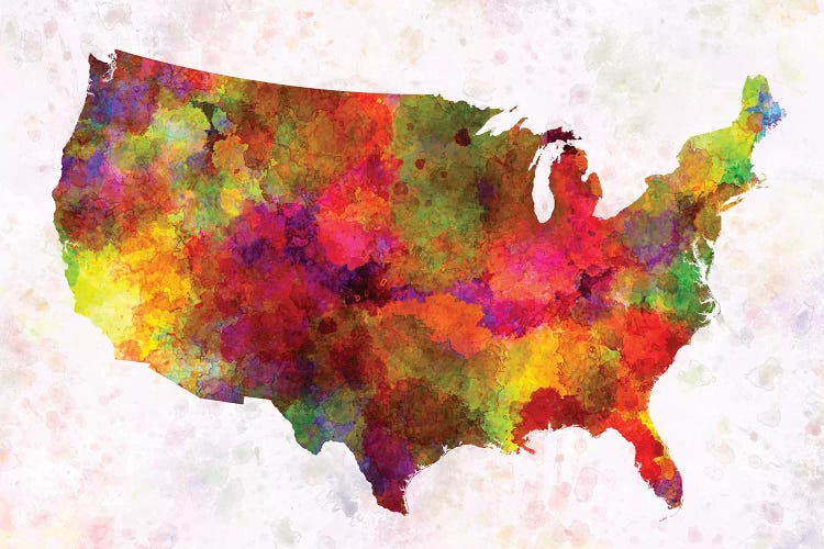 USA Map In Watercolor III by Paul Rommer wall art