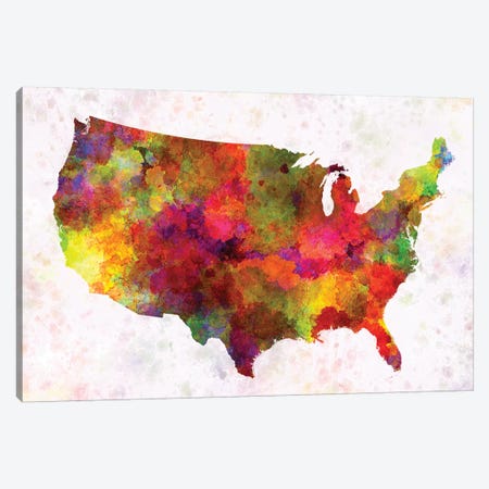 USA Map In Watercolor III Canvas Print #PUR724} by Paul Rommer Canvas Wall Art