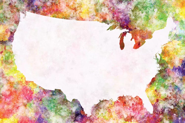 USA Map In Watercolor IV by Paul Rommer wall art