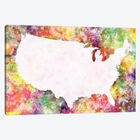 USA Map In Watercolor IV Canvas Print #PUR725} by Paul Rommer Canvas Wall Art