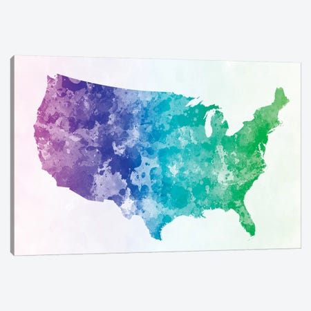 USA Map In Watercolor XIII Canvas Print #PUR726} by Paul Rommer Canvas Wall Art