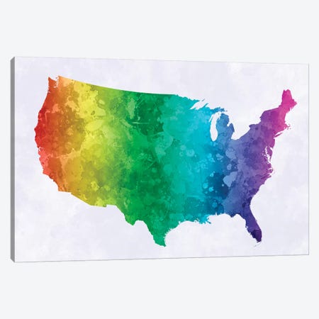 USA Map In Watercolor XIV Canvas Print #PUR727} by Paul Rommer Canvas Wall Art