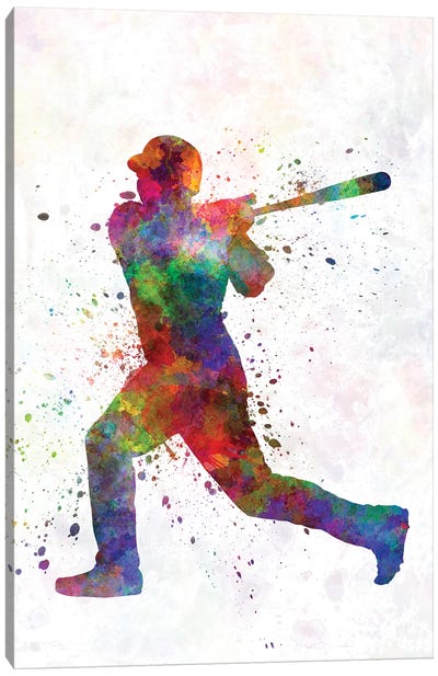 Baseball Player Hitting A Ball V Canvas Art Print - Baseball Art