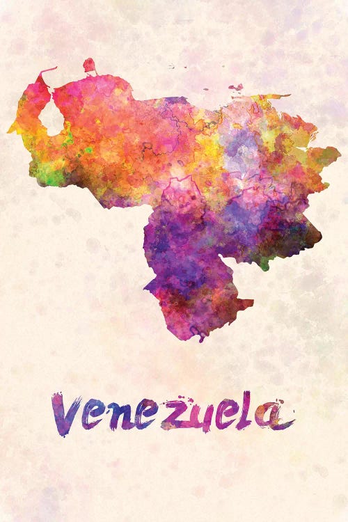 Venezuela In Watercolor by Paul Rommer canvas print