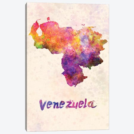 Venezuela In Watercolor Canvas Print #PUR730} by Paul Rommer Canvas Wall Art