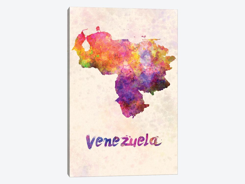 Venezuela In Watercolor by Paul Rommer 1-piece Canvas Print