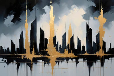 Celery - Canvas Prints: Modern Skyline With Gold Accents by Paul Rommer