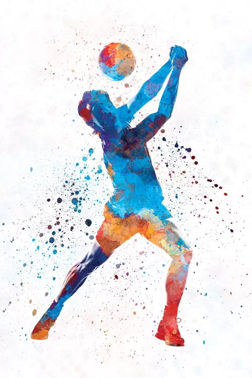 Volley Ball Player Man In Watercolor I