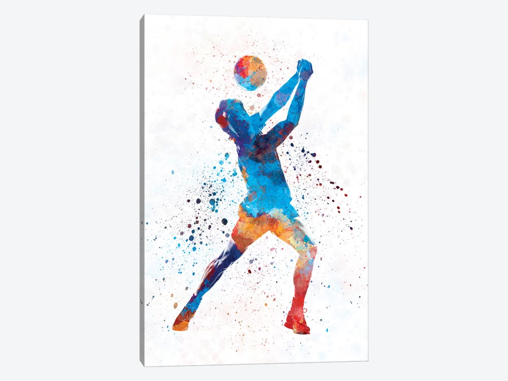 Volley Ball Player Man In Watercolor I by Paul Rommer 1-piece Canvas Print