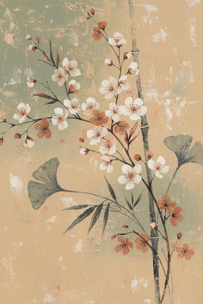 Delicate Blossoms On Bamboo