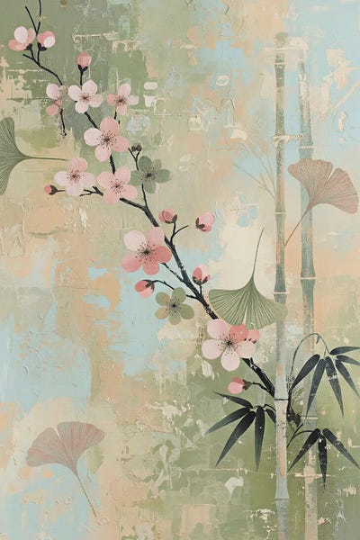 Elegant Cherry Blossoms And Bamboo