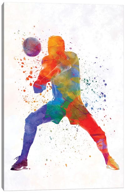 Volley Ball Player Man In Watercolor II Canvas Art Print