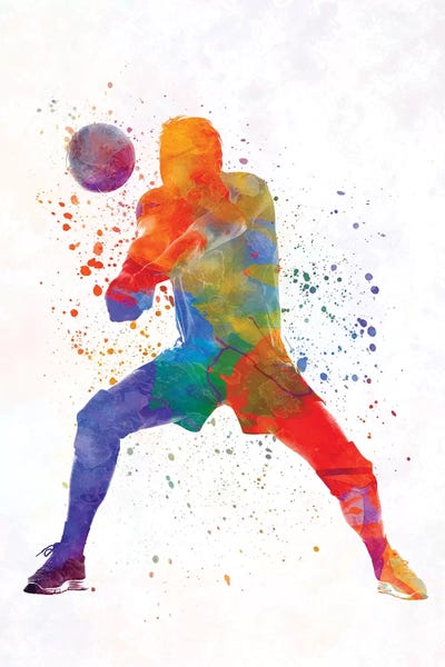 Paul Rommer: Volley Ball Player Man In Watercolor II by Paul Rommer