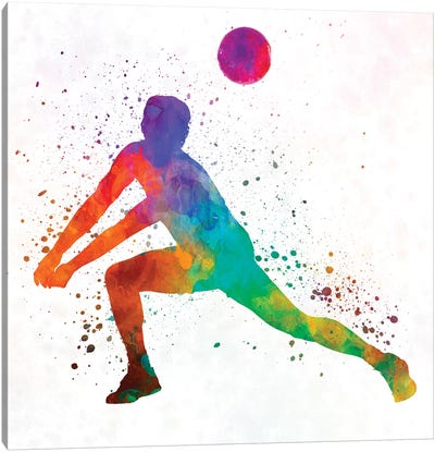 Volley Ball Player Man In Watercolor III Canvas Art Print