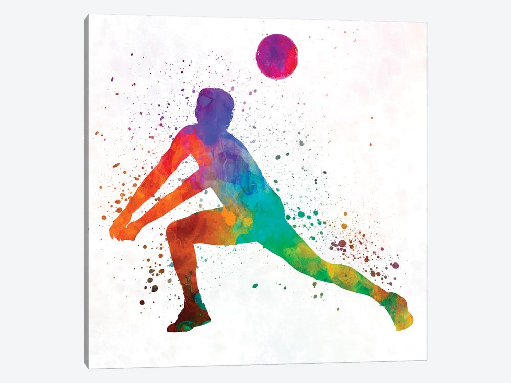 Volley Ball Player Man In Watercolor III by Paul Rommer 1-piece Canvas Art Print