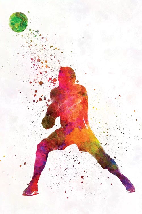 Volley Ball Player Man In Watercolor IV