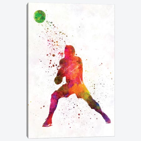 Volley Ball Player Man In Watercolor IV Canvas Print #PUR737} by Paul Rommer Art Print