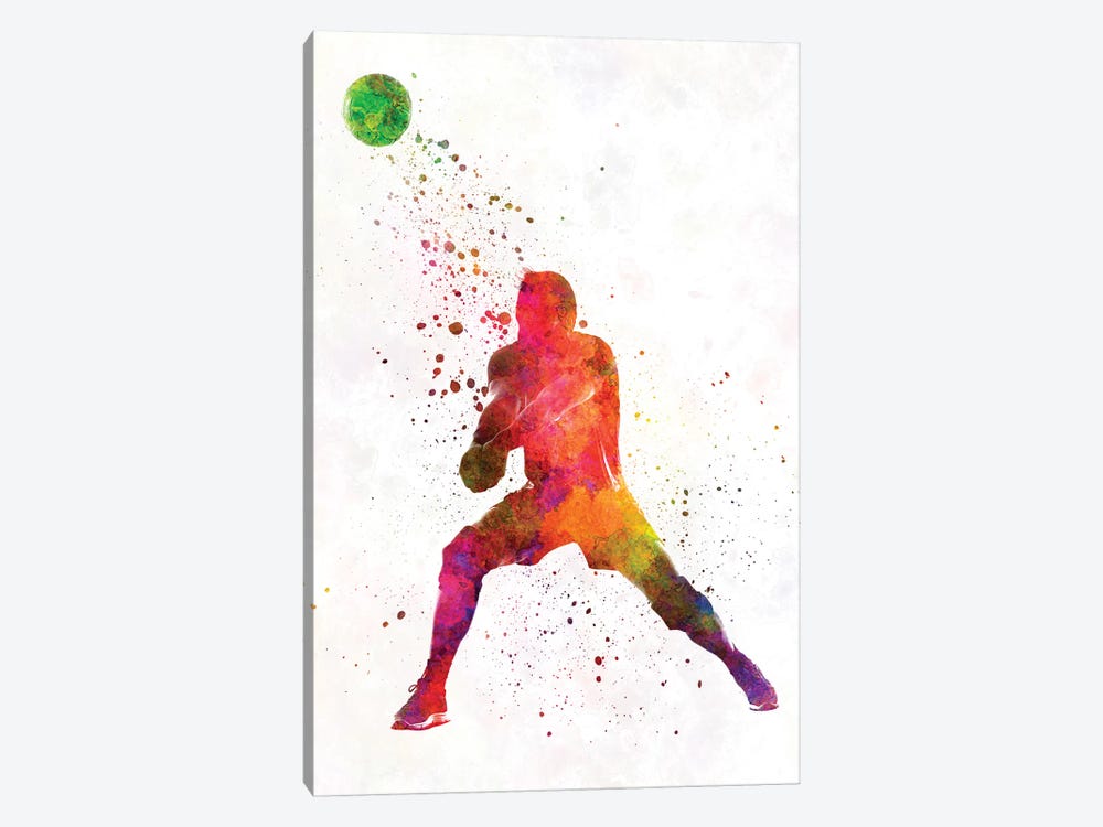 Volley Ball Player Man In Watercolor IV by Paul Rommer 1-piece Canvas Art