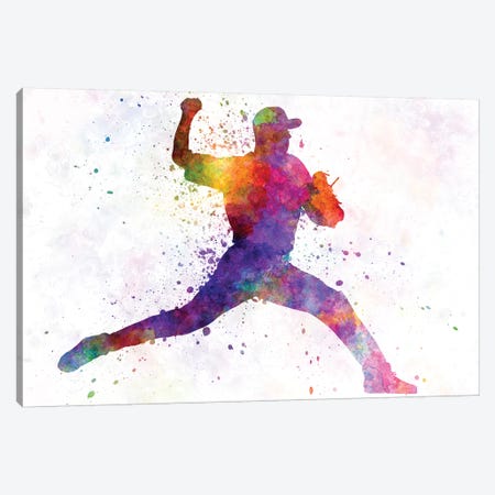 Baseball Player Pitching I Canvas Print #PUR73} by Paul Rommer Art Print