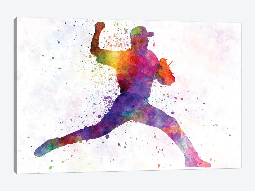 Baseball Player Pitching I by Paul Rommer 1-piece Canvas Art
