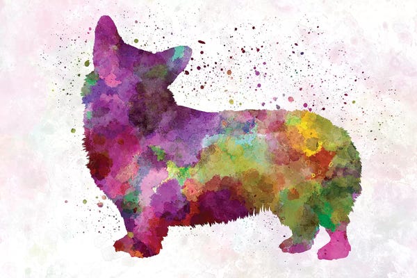 Corgis: Welsh Corgi Cardigan In Watercolor by Paul Rommer