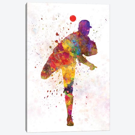 Baseball Player Pitching II Canvas Print #PUR74} by Paul Rommer Canvas Art