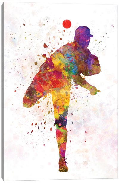 Baseball Player Pitching II Canvas Art Print - Kids Sports Art
