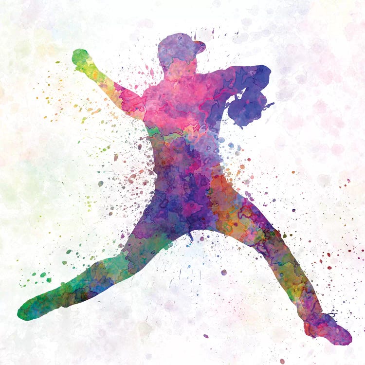 Baseball Player Pitching III by Paul Rommer wall art