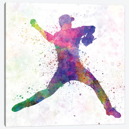 Baseball Player Pitching III Canvas Print #PUR75} by Paul Rommer Canvas Wall Art