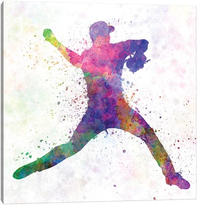 Baseball Player Pitching III Canvas Art Print - Paul Rommer