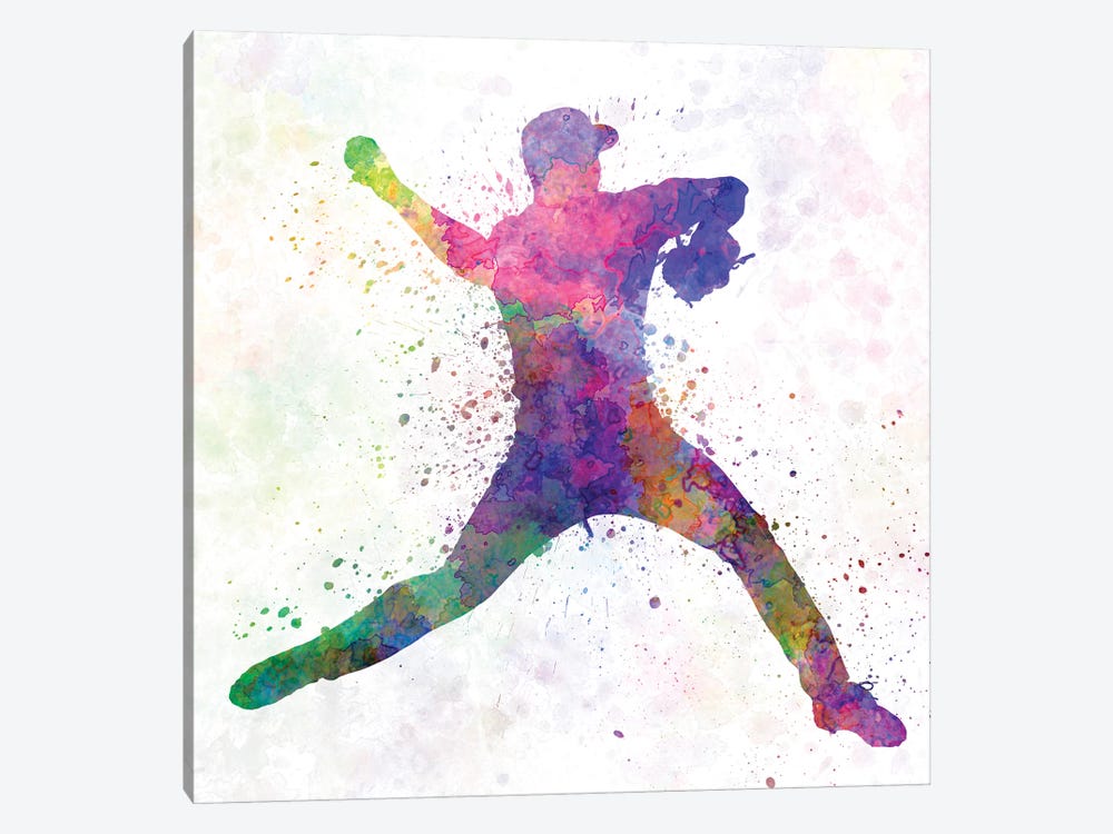 Baseball Player Pitching III by Paul Rommer 1-piece Canvas Wall Art