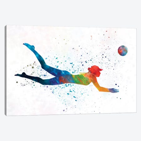 Woman Beach Volley Ball Player In Watercolor I Canvas Print #PUR764} by Paul Rommer Canvas Wall Art