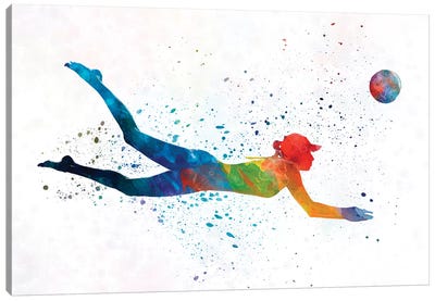Woman Beach Volley Ball Player In Watercolor I Canvas Art Print