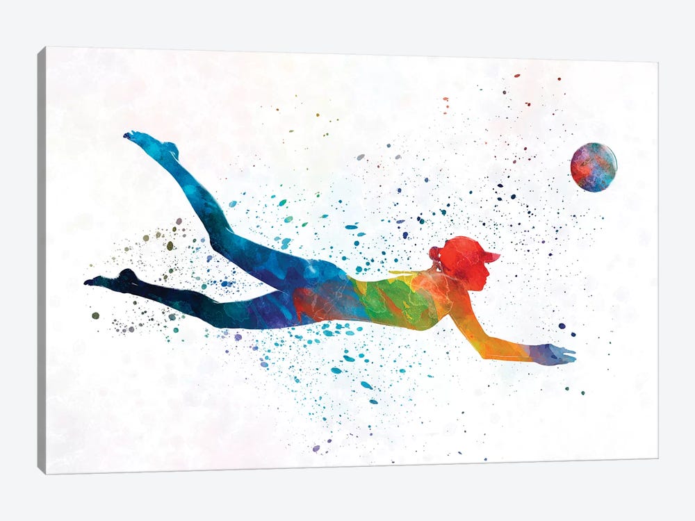 Woman Beach Volley Ball Player In Watercolor I by Paul Rommer 1-piece Canvas Artwork