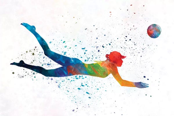 Woman Beach Volley Ball Player I In Watercolor