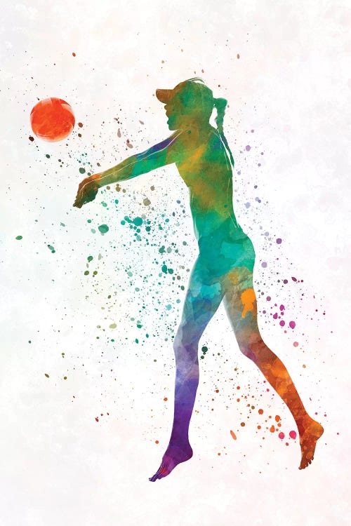 Woman Beach Volley Ball Player In Watercolor II