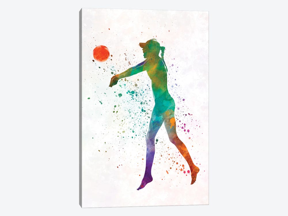 Woman Beach Volley Ball Player In Watercolor II by Paul Rommer 1-piece Art Print
