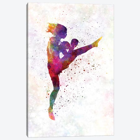 Woman Boxer Boxing Kickboxing Silhouette Isolated I Canvas Print #PUR766} by Paul Rommer Canvas Artwork
