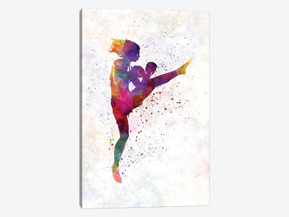 Woman Boxer Boxing Kickboxing Silhouette Isolated I by Paul Rommer 1-piece Canvas Artwork