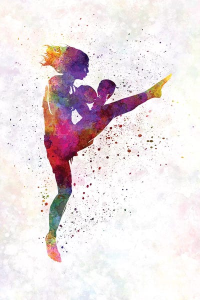 Paul Rommer: Woman Boxer Silhouette Isolated I by Paul Rommer