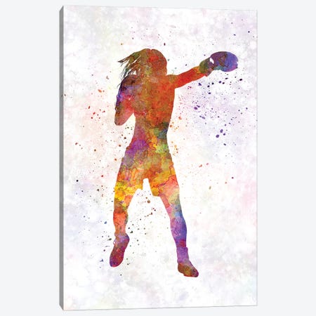 Woman Boxer Boxing Kickboxing Silhouette Isolated IIII Canvas Print #PUR768} by Paul Rommer Art Print