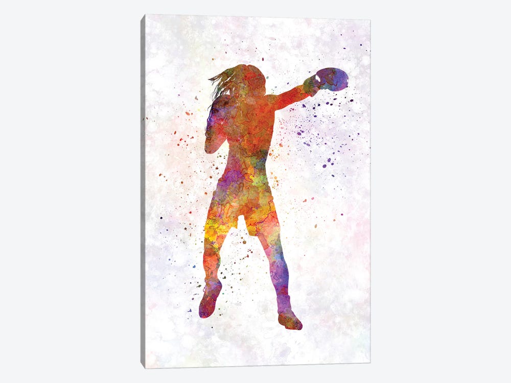 Woman Boxer Boxing Kickboxing Silhouette Isolated IIII by Paul Rommer 1-piece Canvas Wall Art