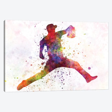 Baseball Player Pitching IV Canvas Print #PUR76} by Paul Rommer Canvas Artwork